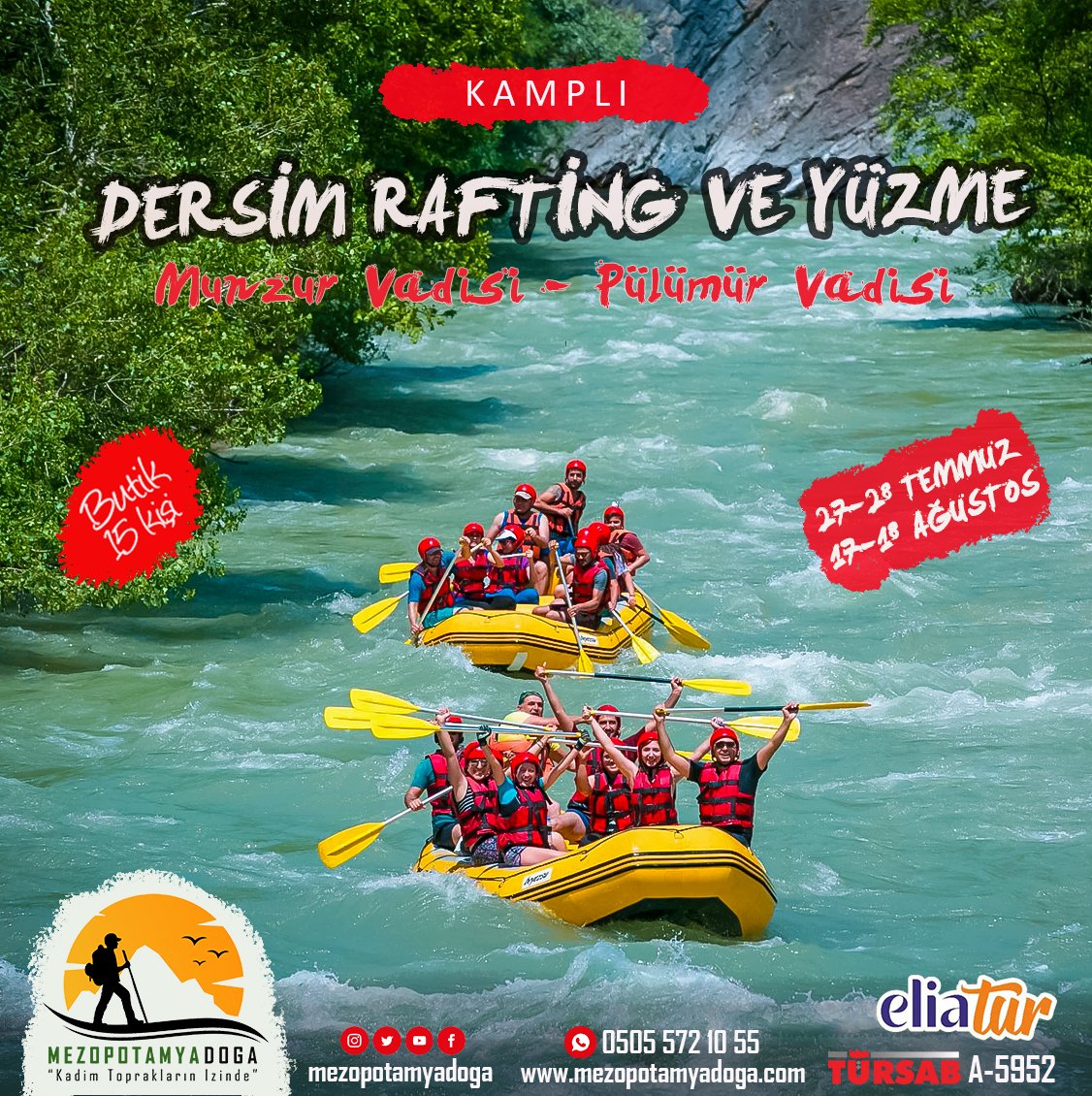 DERSİM RAFTİNG VE YÜZME - KAMPLI